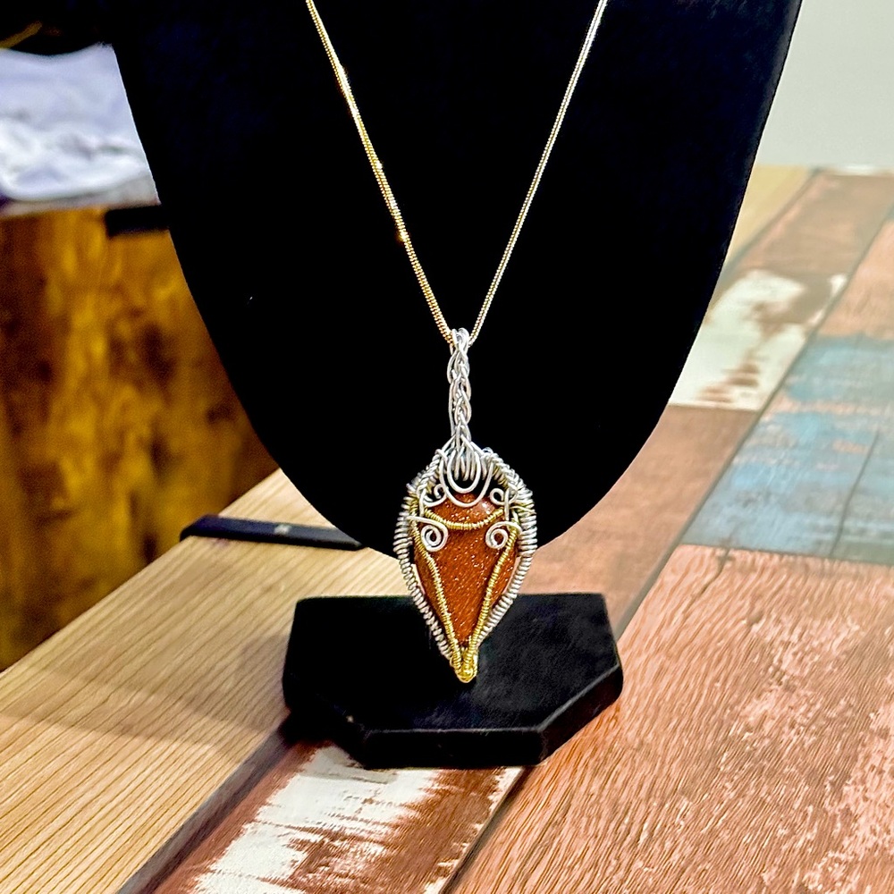 Unique Sunstone Mixed Metal Necklace